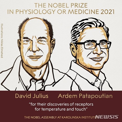 2021년 노벨생리의학상 수상자로 미국 샌프란시스코 캘리포니아대학(USCF)의 ‘데이비드 줄리어스’ 교수와 스크립스 연구소의 ‘아뎀 파타푸티언’ 교수가 공동 선정됐다.